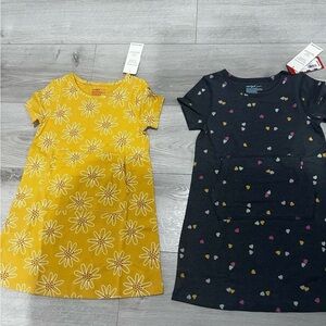 Cat & Jack Yellow Floral and Black Heart Kids Dress Set